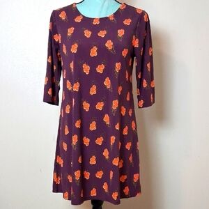 Natural Life Purple Dress with Orange Floral Pattern